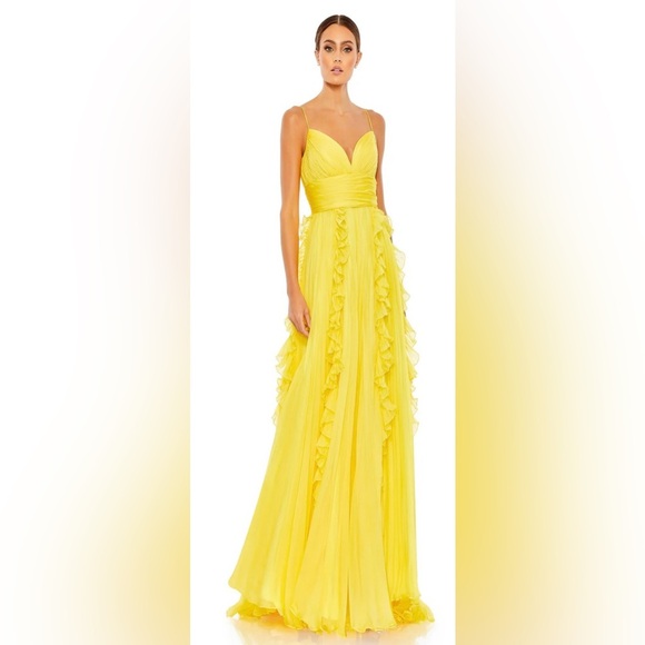 Mac Duggal 70172 NWT Pleated Sleeveless Flowy Chiffon Gown - Picture 1 of 6